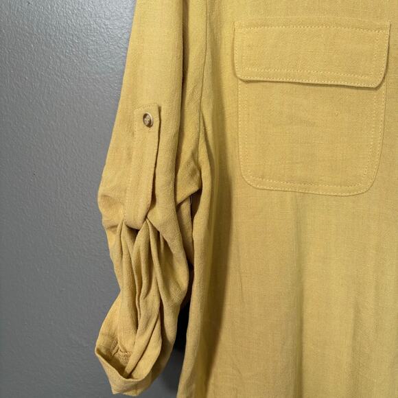 P. Cill Womens Butter Yellow Lagenlook Linen Blend Top - Size Small - Minimalist - Picture 4 of 7